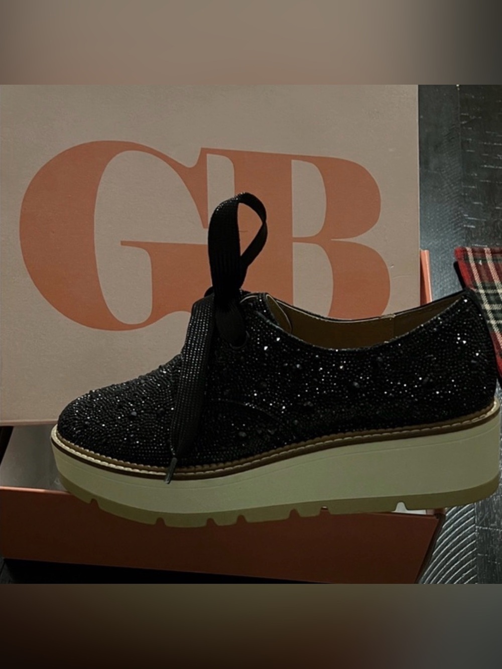Gianni Bini Black Glitter Platform Sneakers